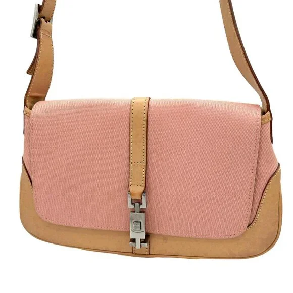 Vintage Gucci by Tom Ford pink canvas Jackie flap shoulder bag - Picture 2 of 8